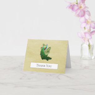 Vibrant Peacock Thank You   Yellow Card