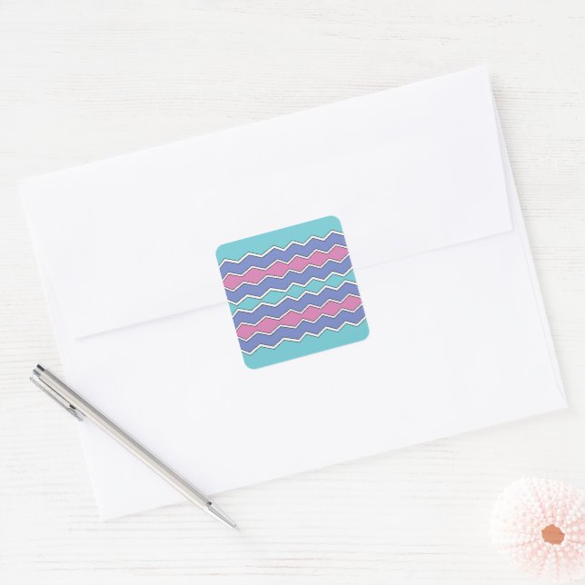 Vibrant Peaks ZigZag  Square Sticker (Envelope)