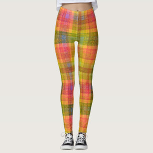 Vibrant Pencil Colour Plaid Pattern Leggings