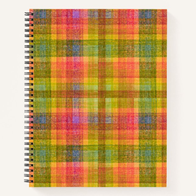 Vibrant Pencil Colour Plaid Pattern Notebook (Front)