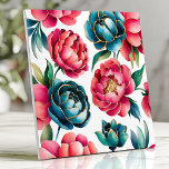 Vibrant Peony Floral Pattern Tile<br><div class="desc">Add a burst of colour to your space with this vibrant tile featuring bold peony floral patterns in shades of pink, blue, and teal. The intricate details and lush blooms bring a fresh and lively aesthetic, perfect for backsplashes, accent walls, or creating a statement piece in any room. This design...</div>