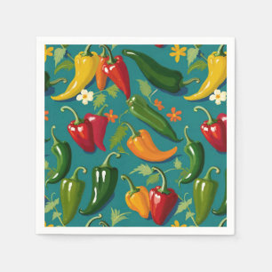 Vibrant Peppers Red Green And Yellow Peppers Napkin