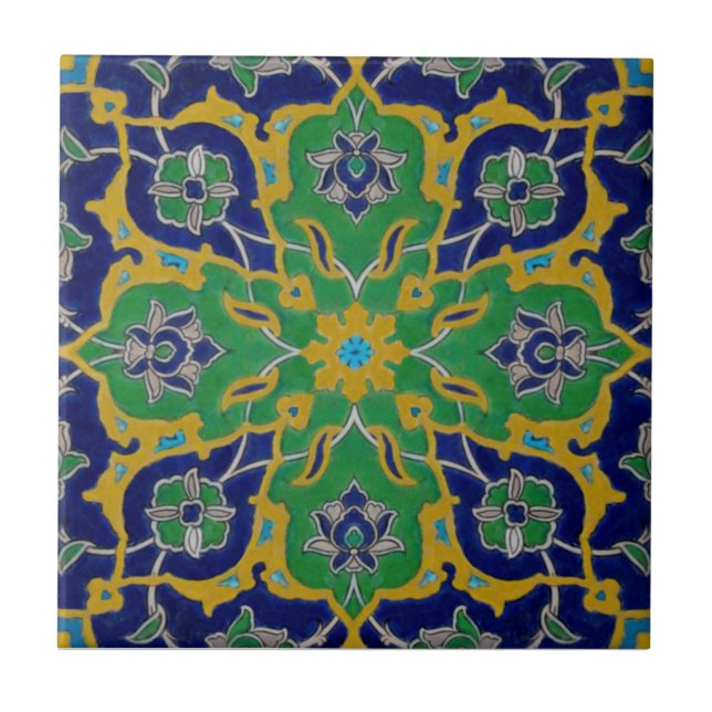 Vibrant Persian Antique Reproduction Ceramic TIle (Front)