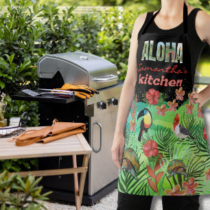 Vibrant Personalised ALOHA with Name Kitchen Apron