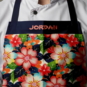 Vibrant Personalizable Tropical Floral Apron