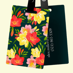 Vibrant Personalizable Tropical Floral Luggage Tag