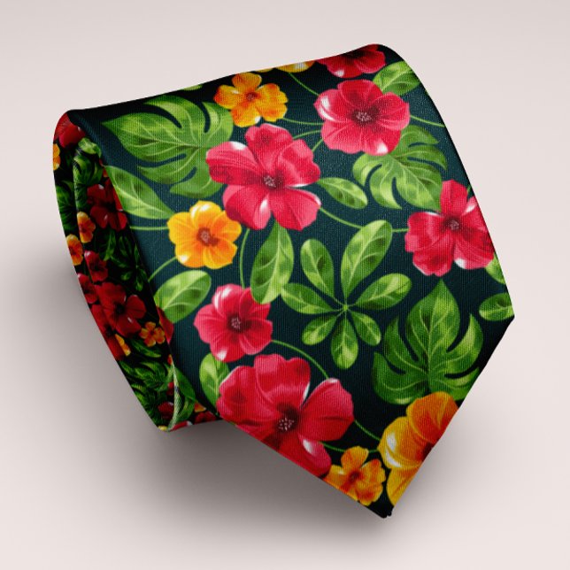 Vibrant Personalizable Tropical Floral Tie (Creator Uploaded)