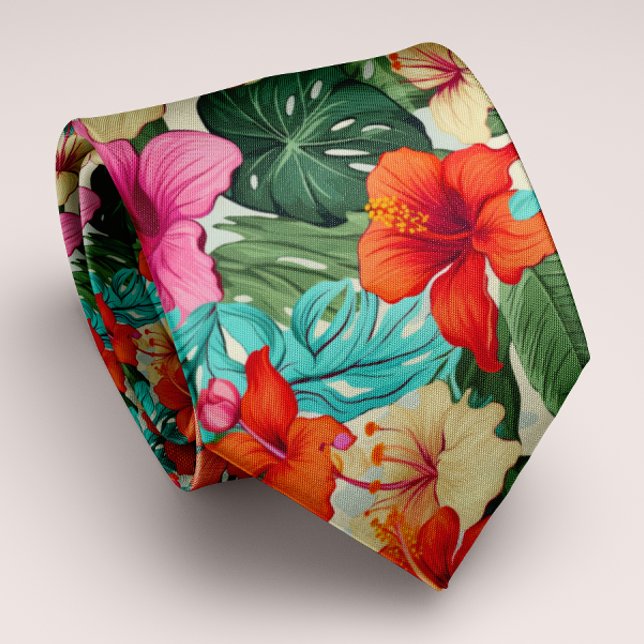 Vibrant Personalizable Tropical Floral Tie (Creator Uploaded)