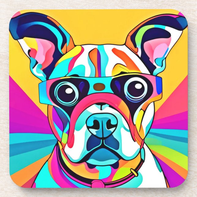Vibrant Pet Glasses Design Coaster (Front)
