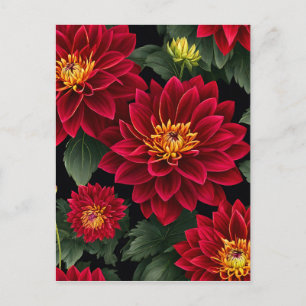 Vibrant Petals Red Dahlia Postcard