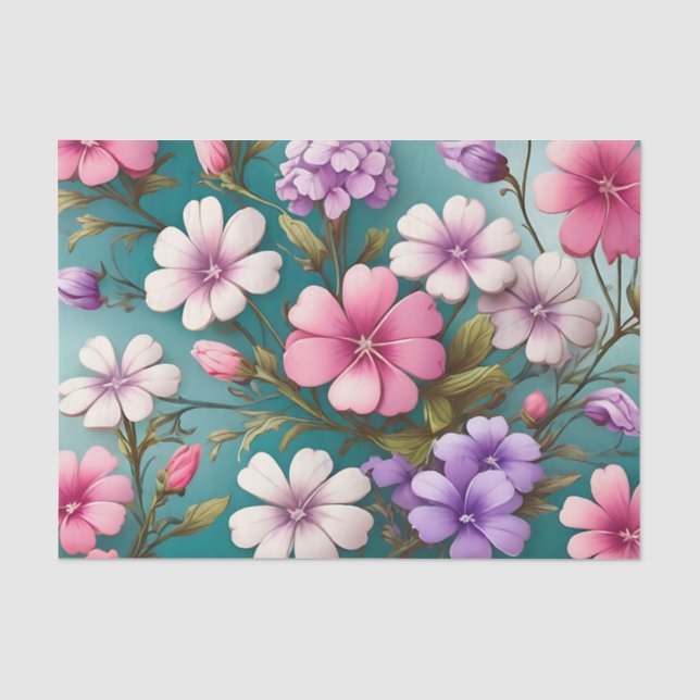 Vibrant Phlox Floral Elegant Pattern Tissue Paper (Front)