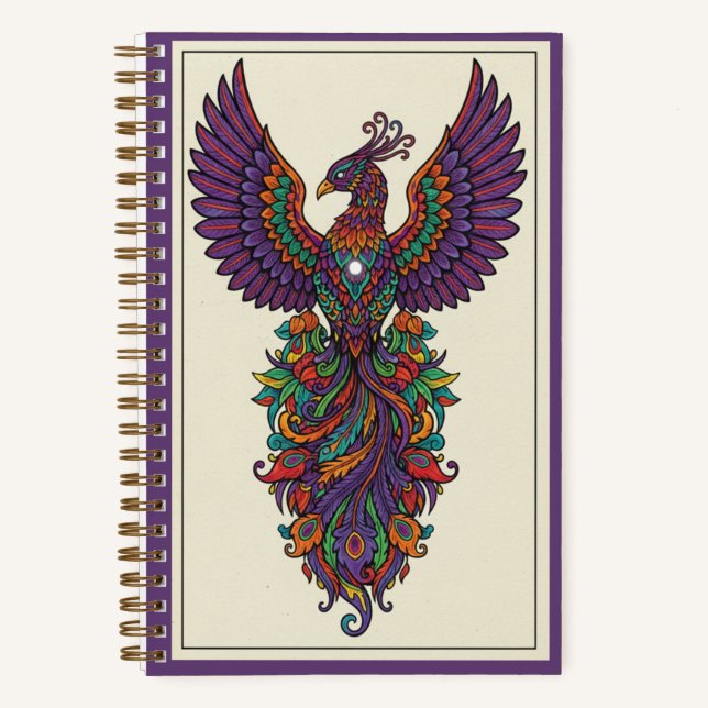 Vibrant Phoenix Rebirth Zentangle Nooracle Journal (Front)