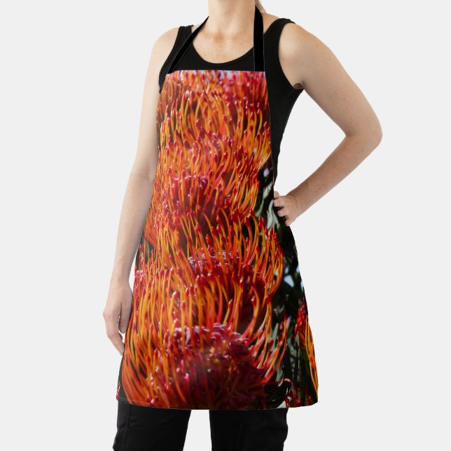 Vibrant Pincushion Protea Flowers In Bloom Apron (Insitu)