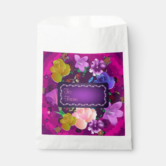 Vibrant Pink Abstract Floral  Favour Bags (Front)