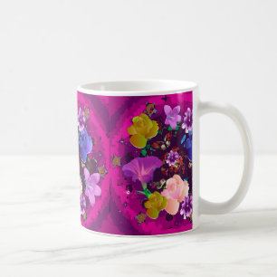 Vibrant Pink Abstract Floral Mug