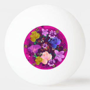 Vibrant Pink Abstract Floral Ping Pong Ball