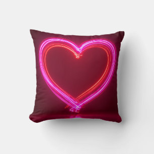 Vibrant Pink Abstract Heart Throw Pillow 16x16   M