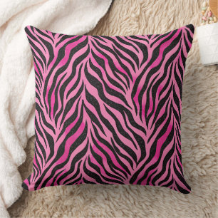 Vibrant Pink and Black Zebra Print Cushion