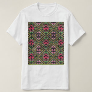 Vibrant Pink and Green Abstract Fabric Art T-Shirt