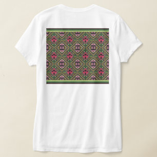 Vibrant Pink and Green Abstract Fabric Art T-Shirt