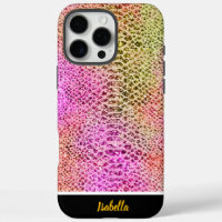 Vibrant pink and green snakeskin design