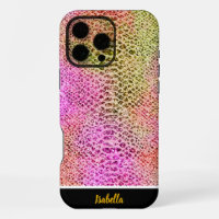 Vibrant pink and green snakeskin design