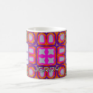 Vibrant Pink and Orange Abstract Kaleidoscope Coffee Mug