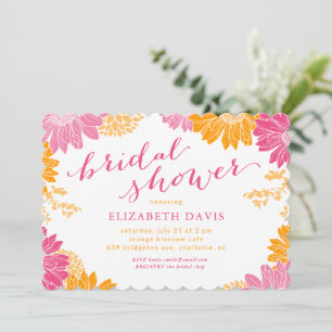 Vibrant Pink and Orange Floral Bridal Shower Invitation