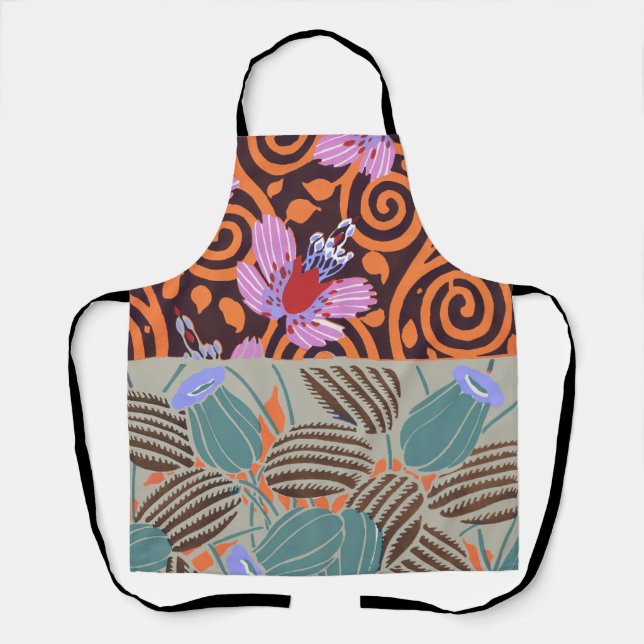 Vibrant Pink and Orange Spiral Flower Decor Apron (Front)