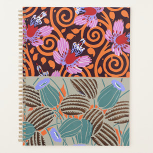 Vibrant Pink and Orange Spiral Flower Decor Planner