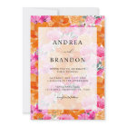Vibrant Pink and Orange Watercolor Floral Wedding