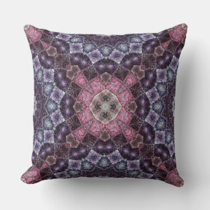 Vibrant Pink and Purple Mandala Web Pattern Cushion