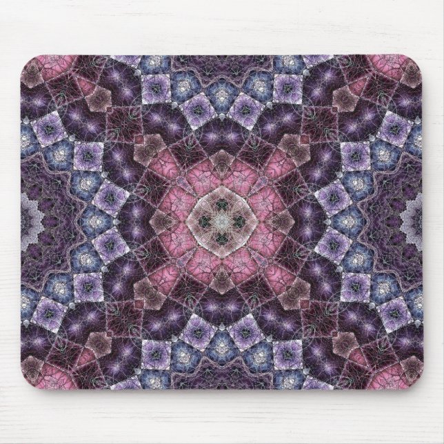 Vibrant Pink and Purple Mandala Web Pattern Mouse Mat (Front)
