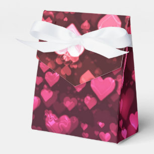 Vibrant Pink and Red Bokeh Hearts of Love Favour Box
