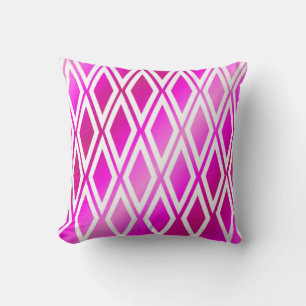 Vibrant Pink and White Diamond Pattern Cushion