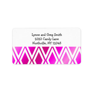 Vibrant Pink and White Diamonds Label