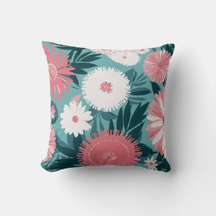 Vibrant pink and white Floral Symphony Cushion