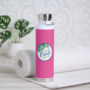 Vibrant Pink and White Personalised Water Bottle