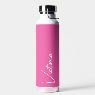 Vibrant Pink and White Personalised Water Bottle
