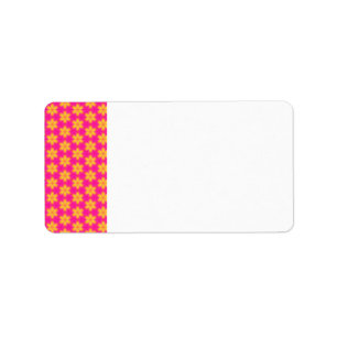 Vibrant Pink and Yellow Floral Abstract Pattern Label