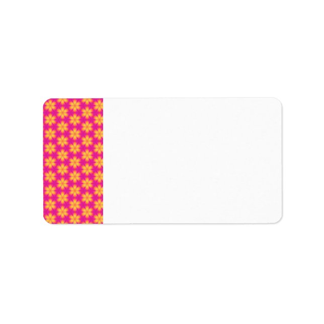Vibrant Pink and Yellow Floral Abstract Pattern Label (Front)