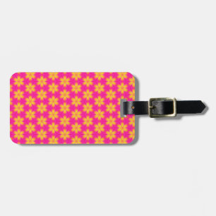 Vibrant Pink and Yellow Floral Abstract Pattern Luggage Tag