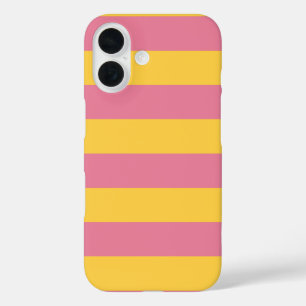Vibrant Pink and Yellow Vertical Striped Pattern iPhone 16 Case