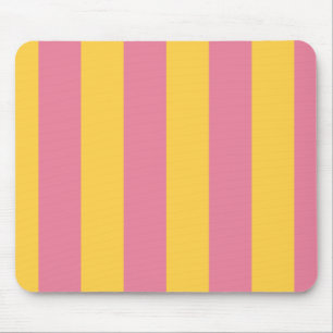 Vibrant Pink and Yellow Vertical Striped Pattern Mouse Mat