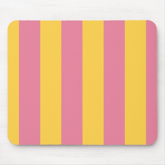 Vibrant Pink and Yellow Vertical Striped Pattern Mouse Mat (Front)