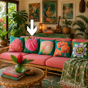 Vibrant Pink Anthurium Flower Painting Tea Cushion