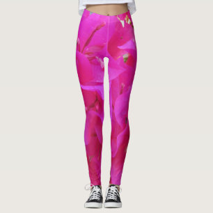 Vibrant Pink Azalea Flower Petals Floral Photo Leggings
