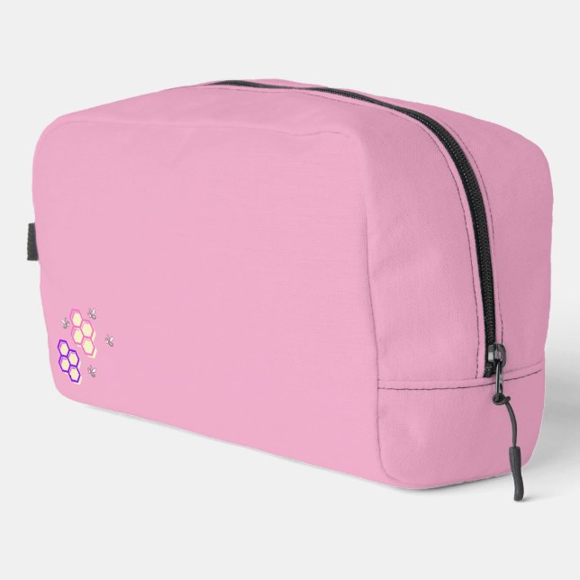 Vibrant Pink Bee-uty Bag with Honeycomb Design (Right Corner)