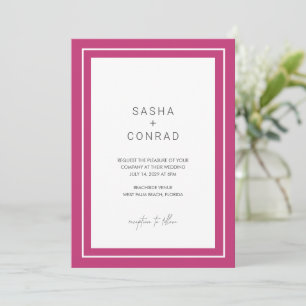 Vibrant Pink Bold Border Modern Wedding Invitation