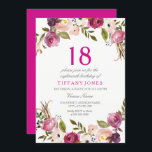 Vibrant Pink Botanical Floral 18th Birthday Invite<br><div class="desc">Vibrant Pink Botanical Floral 18th Birthday Invite
Contact us for matching items or see our store</div>